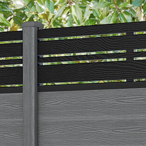 Classic Linea Fence Panel - Mid Grey - with our composite posts