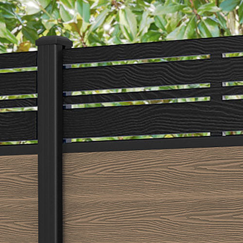 Classic Linea Fence Panel - Teak - with our aluminium posts