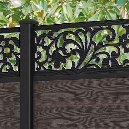Classic Eden Fence Panel - Mid Brown - with our aluminium posts