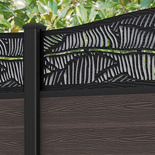Classic Feather Curved Top Fence Panel - Mid Brown - with our aluminium posts