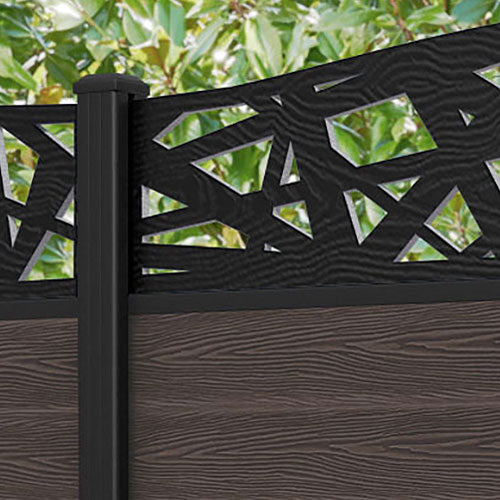 Classic Prism Curved Top Fence Panel - Mid Brown - with our aluminium posts