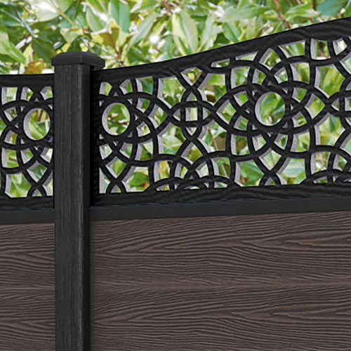 Classic Ambar Curved Top Fence Panel - Mid Brown - with our composite posts