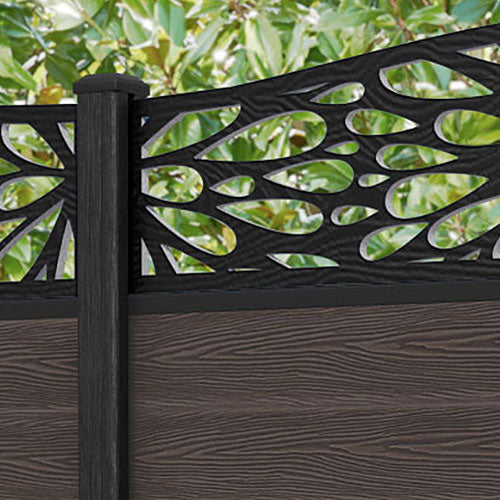 Classic Blossom Curved Top Fence Panel - Mid Brown - with our composite posts