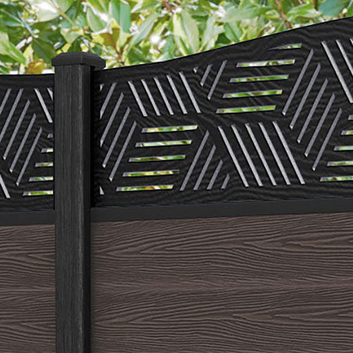 Classic Cubed Curved Top Fence Panel - Mid Brown - with our composite posts