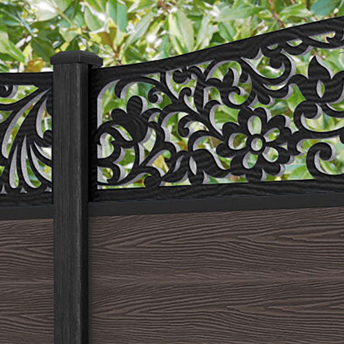 Classic Eden Curved Top Fence Panel - Mid Brown - with our composite posts