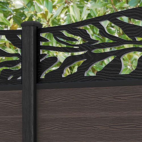 Classic Malawi Curved Top Fence Panel - Mid Brown - with our composite posts