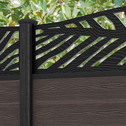 Classic Palm Curved Top Fence Panel - Mid Brown - with our composite posts