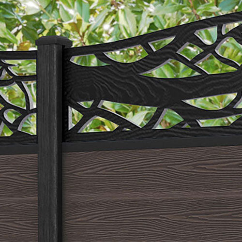 Classic Twilight Curved Top Fence Panel - Mid Brown - with our composite posts