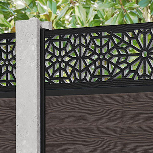 Classic Alnara Fence Panel - Mid Brown - for existing concrete posts