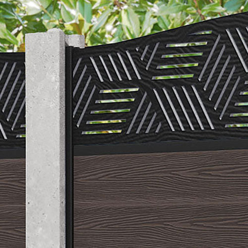 Classic Cubed Curved Top Fence Panel - Mid Brown - for existing concrete posts