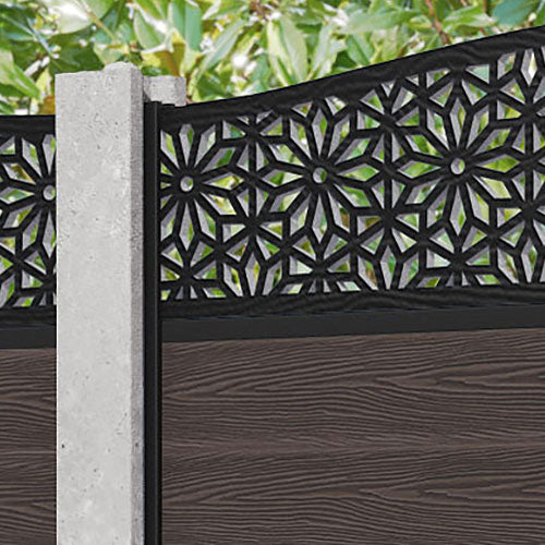 Classic Narwa Curved Top Fence Panel - Mid Brown - for existing concrete posts