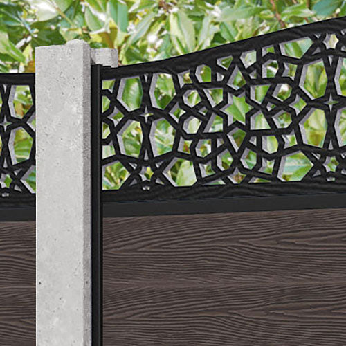 Classic Nazira Curved Top Fence Panel - Mid Brown - for existing concrete posts