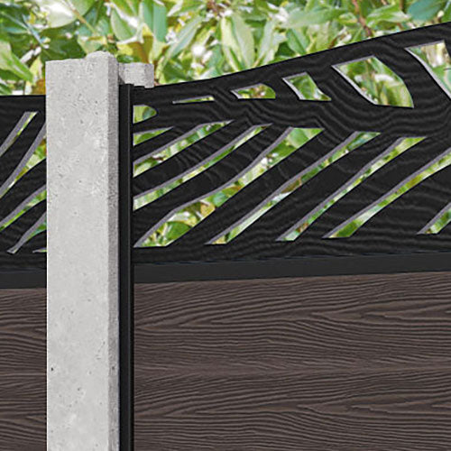 Classic Palm Curved Top Fence Panel - Mid Brown - for existing concrete posts