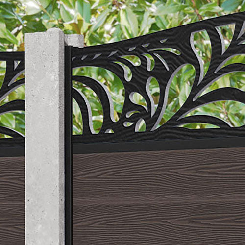 Classic Petal Curved Top Fence Panel - Mid Brown - for existing concrete posts