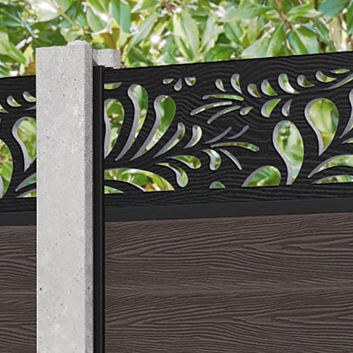 Classic Petal Fence Panel - Mid Brown - for existing concrete posts