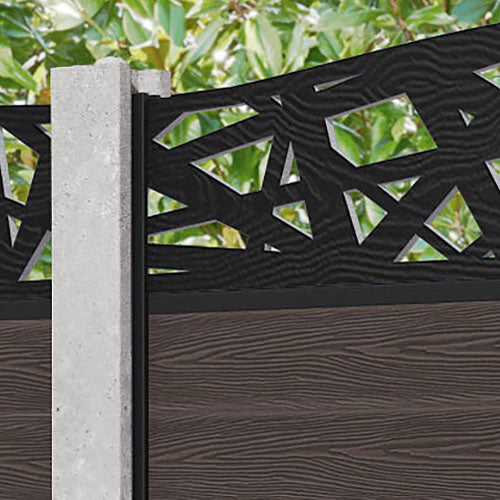 Classic Prism Curved Top Fence Panel - Mid Brown - for existing concrete posts