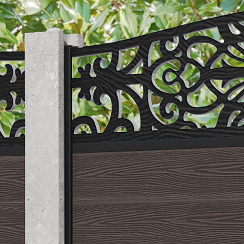Classic Windsor Curved Top Fence Panel - Mid Brown - for existing concrete posts