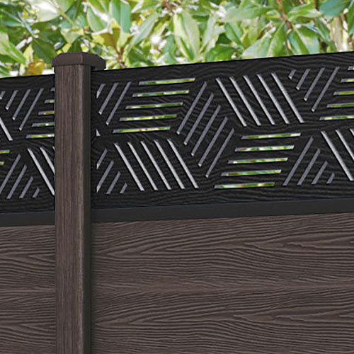 Classic Cubed Fence Panel - Mid Brown - with our composite posts