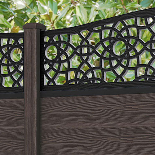 Classic Ambar Curved Top Fence Panel - Mid Brown - with our composite posts