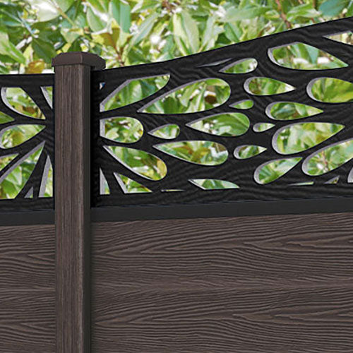 Classic Blossom Curved Top Fence Panel - Mid Brown - with our composite posts