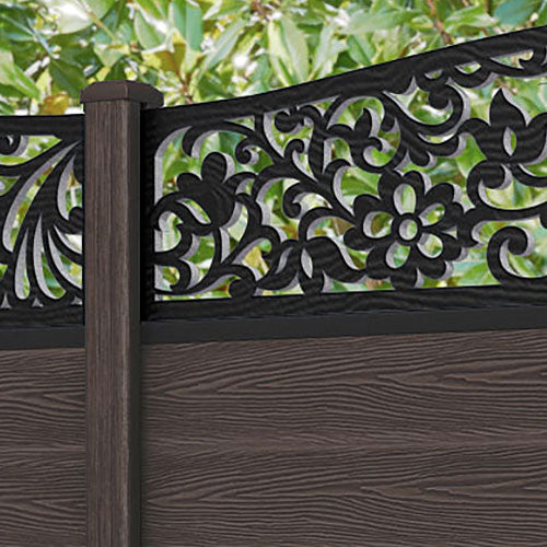 Classic Eden Curved Top Fence Panel - Mid Brown - with our composite posts