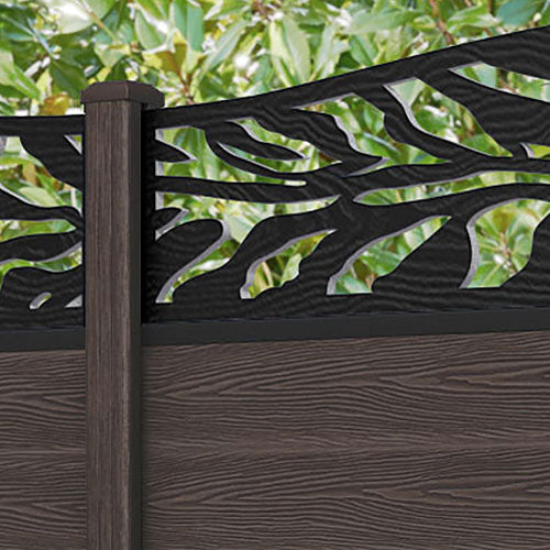 Classic Malawi Curved Top Fence Panel - Mid Brown - with our composite posts