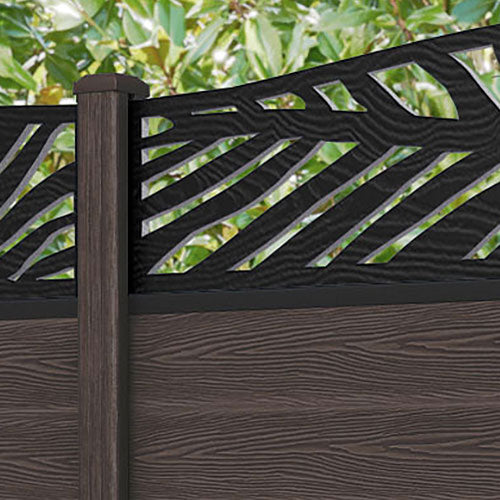 Classic Palm Curved Top Fence Panel - Mid Brown - with our composite posts