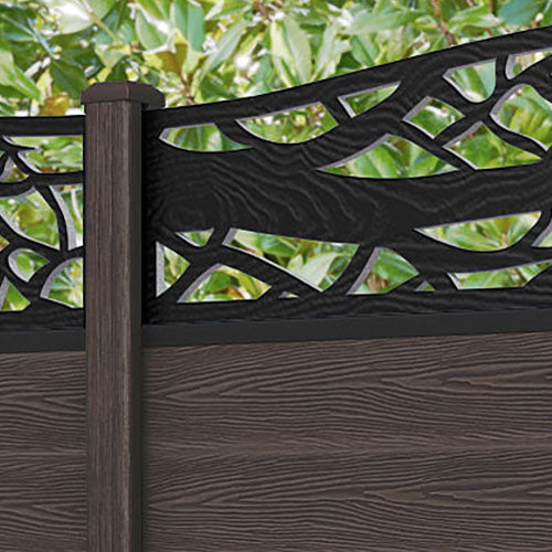 Classic Twilight Curved Top Fence Panel - Mid Brown - with our composite posts