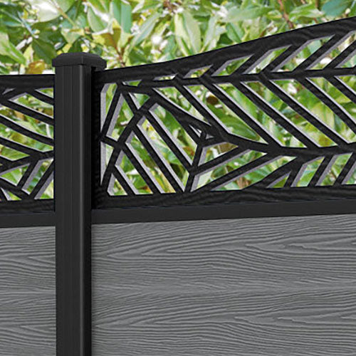 Classic Habitat Curved Top Fence Panel - Mid Grey - with our aluminium posts