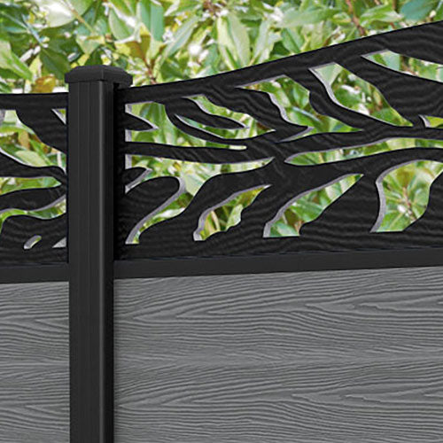 Classic Malawi Curved Top Fence Panel - Mid Grey - with our aluminium posts