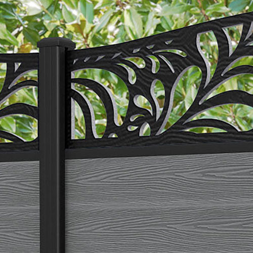 Classic Petal Curved Top Fence Panel - Mid Grey - with our aluminium posts