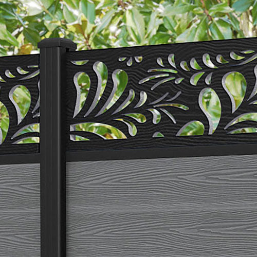 Classic Petal Fence Panel - Mid Grey - with our aluminium posts