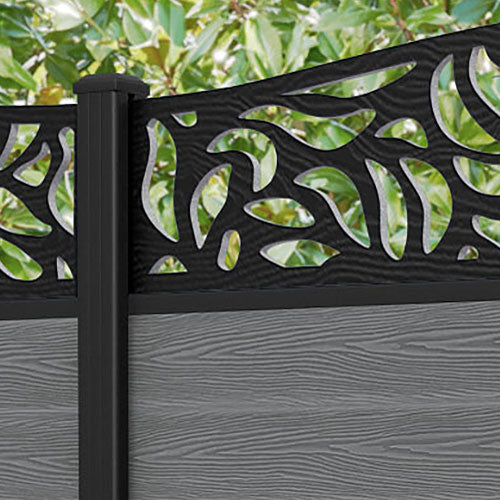 Classic Plume Curved Top Fence Panel - Mid Grey - with our aluminium posts