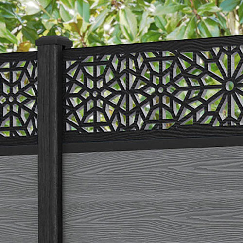 Classic Alnara Fence Panel - Mid Grey - with our composite posts