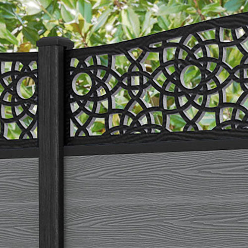Classic Ambar Curved Top Fence Panel - Mid Grey - with our composite posts