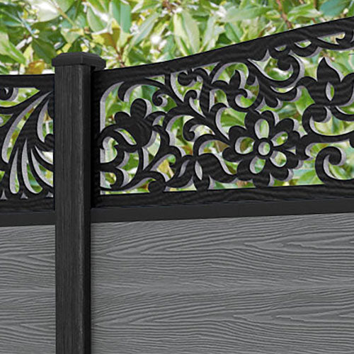 Classic Eden Curved Top Fence Panel - Mid Grey - with our composite posts