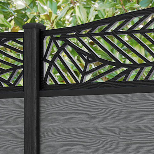 Classic Habitat Curved Top Fence Panel - Mid Grey - with our composite posts
