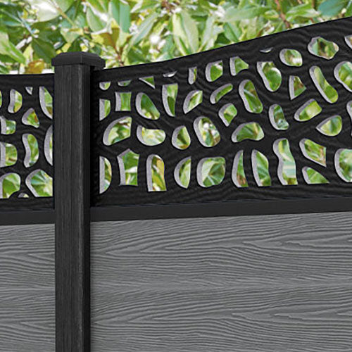 Classic Pebble Curved Top Fence Panel - Mid Grey - with our composite posts