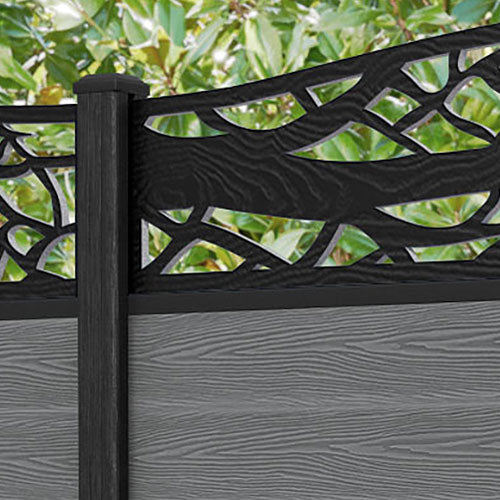 Classic Twilight Curved Top Fence Panel - Mid Grey - with our composite posts