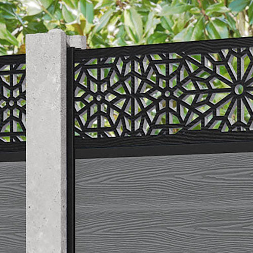 Classic Alnara Fence Panel - Mid Grey - for existing concrete posts