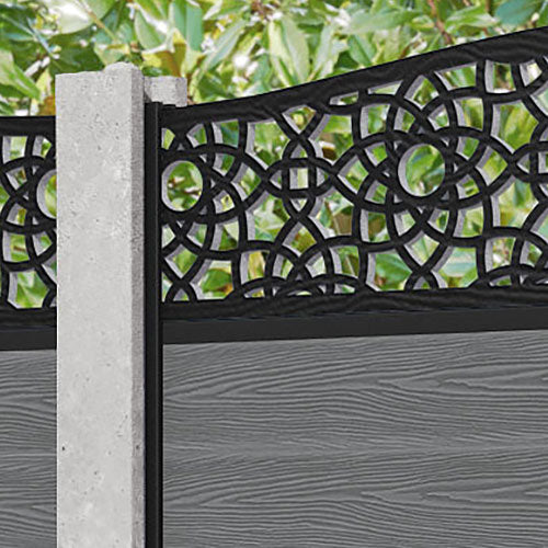 Classic Ambar Curved Top Fence Panel - Mid Grey - for existing concrete posts