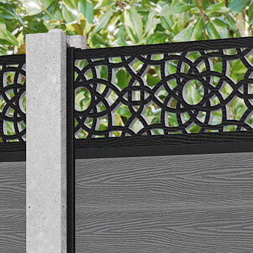 Classic Ambar Fence Panel - Mid Grey - for existing concrete posts