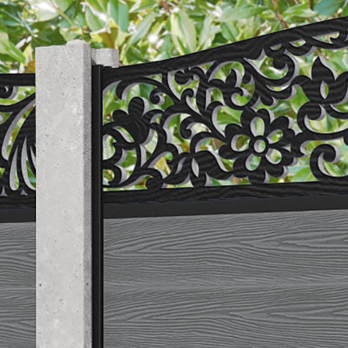 Classic Eden Curved Top Fence Panel - Mid Grey - for existing concrete posts
