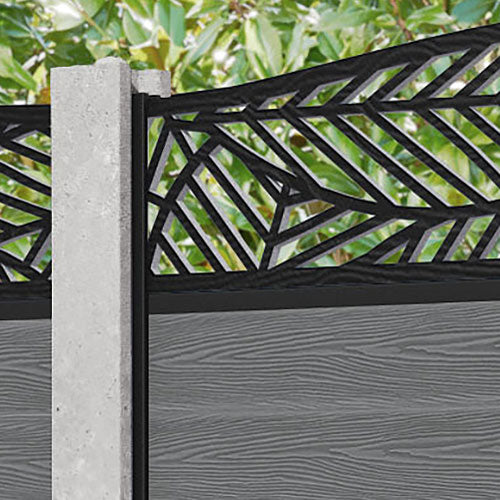 Classic Habitat Curved Top Fence Panel - Mid Grey - for existing concrete posts