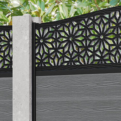 Classic Narwa Curved Top Fence Panel - Mid Grey - for existing concrete posts