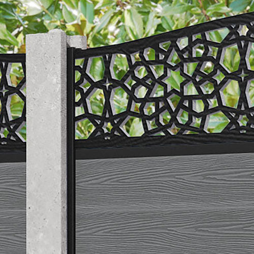 Classic Nazira Curved Top Fence Panel - Mid Grey - for existing concrete posts