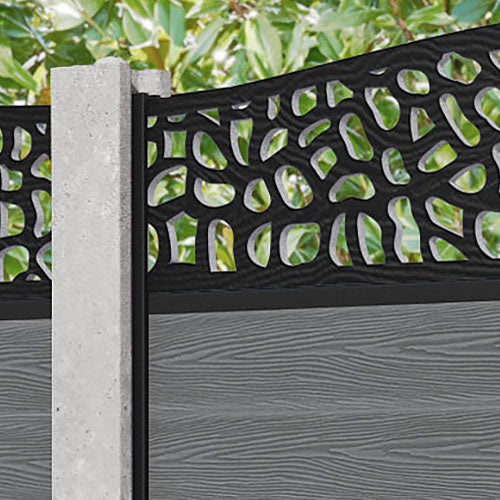 Classic Pebble Curved Top Fence Panel - Mid Grey - for existing concrete posts