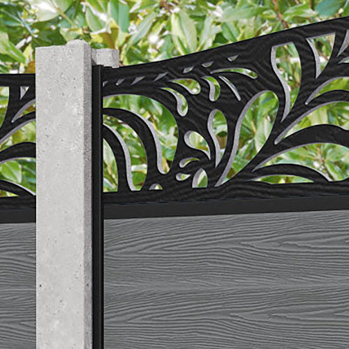 Classic Petal Curved Top Fence Panel - Mid Grey - for existing concrete posts