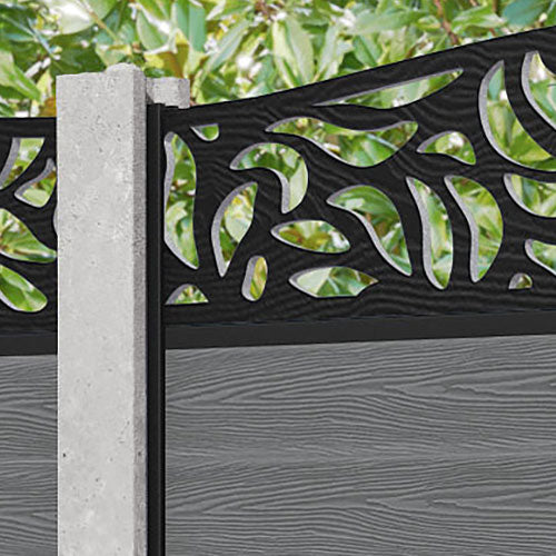 Classic Plume Curved Top Fence Panel - Mid Grey - for existing concrete posts