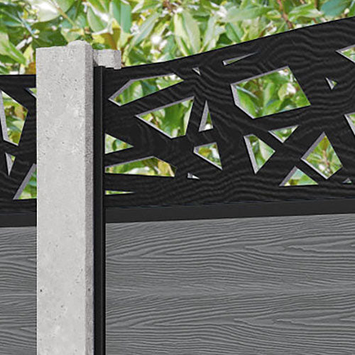 Classic Prism Curved Top Fence Panel - Mid Grey - for existing concrete posts